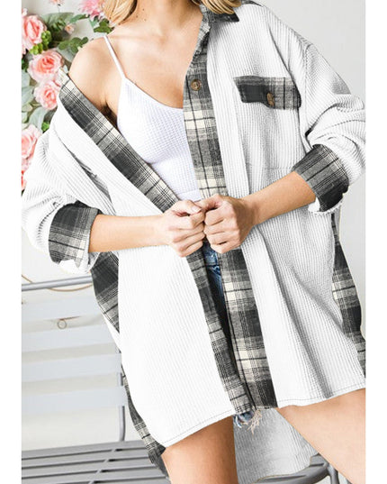 Plaid Button Down Collared Jacket