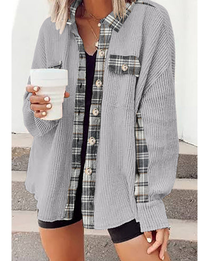 Plaid Button Down Collared Jacket