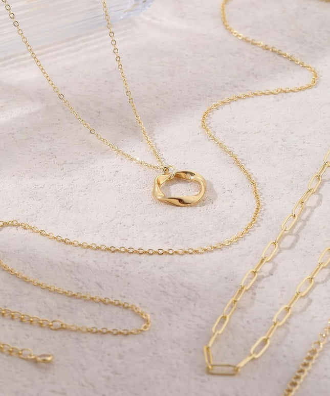 3-Piece Gold Or Silver Layered Necklace Set | Elegant Chain with Circle Pendant | Hypoallergenic