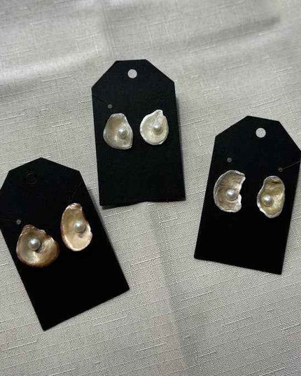 Painted Oyster Shell Stud Earrings