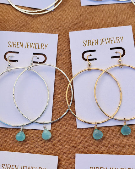 AQUA CHALCEDONY HOOP EARRINGS