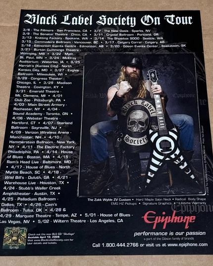 EPIPHONE GUITARS - ZAKK WYLDE - ZV CUSTOM - 2009 Print Advertisement