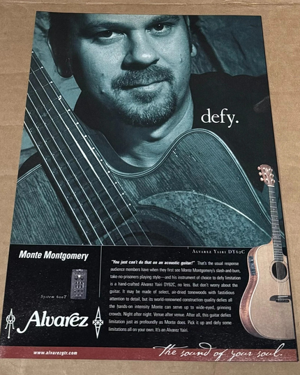 MONTE MONTGOMERY - ALVAREZ-YAIRI GUITARS - 2002 Print Advertisement