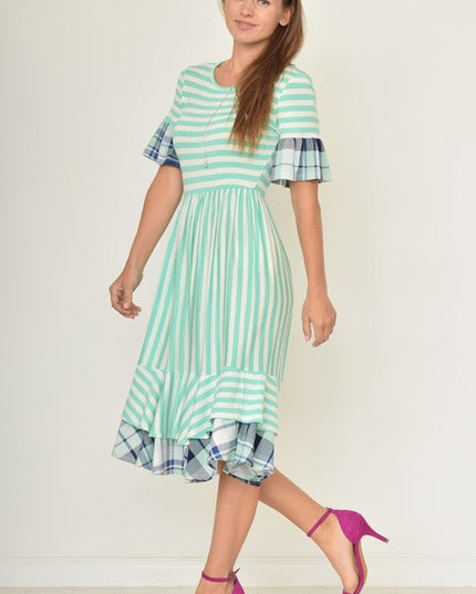 ruffle striped gingham layer