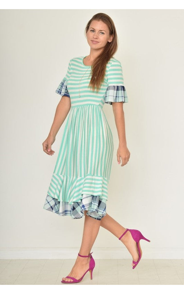 ruffle striped gingham layer