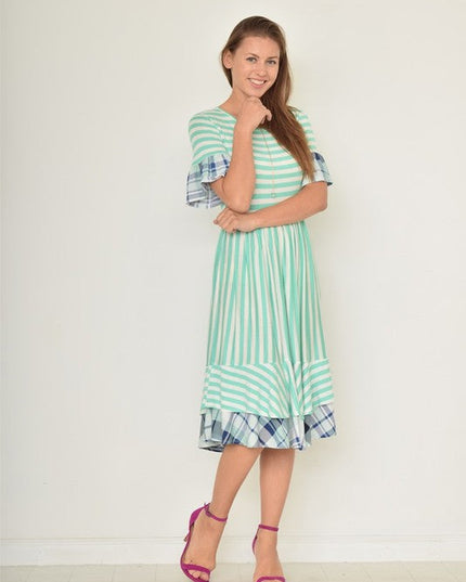 ruffle striped gingham layer