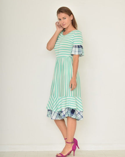 ruffle striped gingham layer