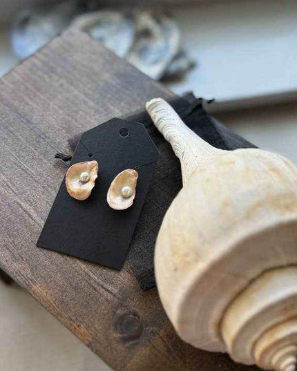 Painted Oyster Shell Stud Earrings