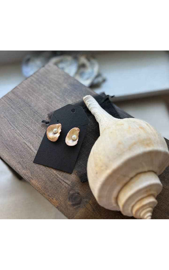 Painted Oyster Shell Stud Earrings
