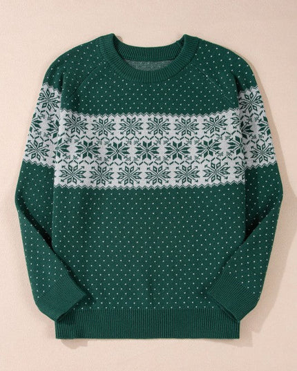 Plus Size Christmas Snowflake Crewneck Sweater