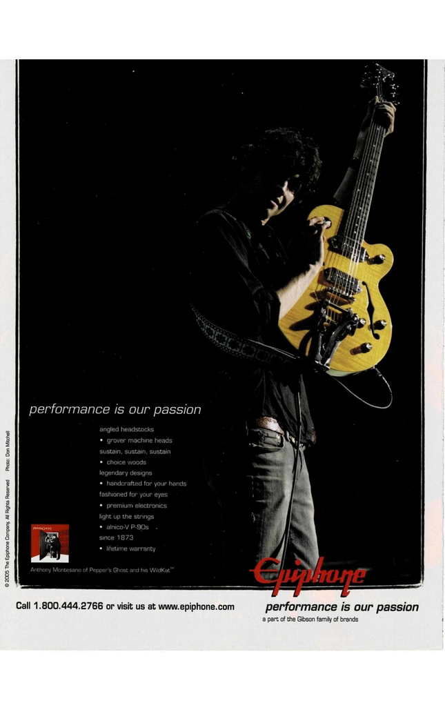 EPIPHONE GUITARS - ANTHONY MONTESANO of PEPPER'S GHOST - 2005 Print Ad