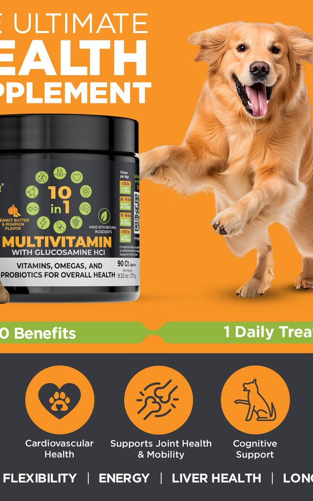 10 in 1 Multivitamin Chews for Dogs (Peanut Butter &amp; Pumpkin Flavor)