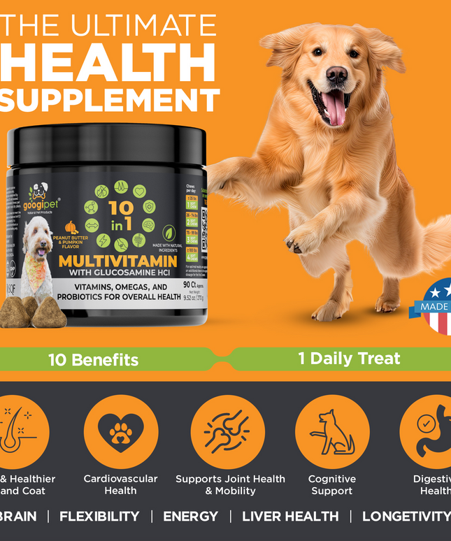 10 in 1 Multivitamin Chews for Dogs (Peanut Butter & Pumpkin Flavor)