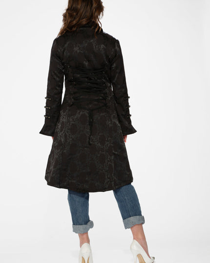 10191 Black Brocade HiLo Coat