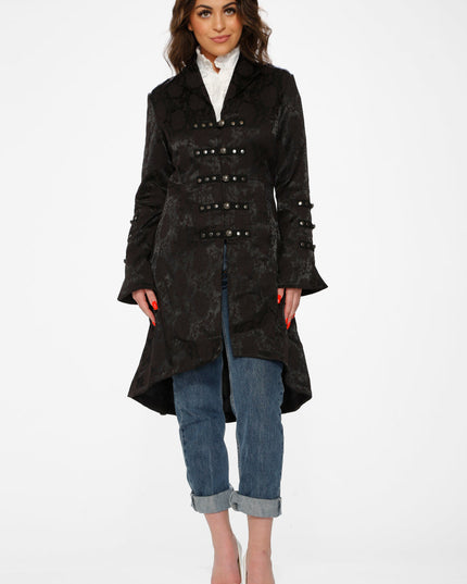 10191 Black Brocade HiLo Coat