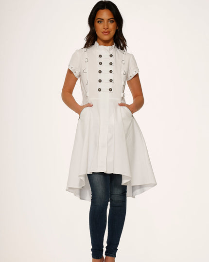 10271 White Battalian HiLo Dress