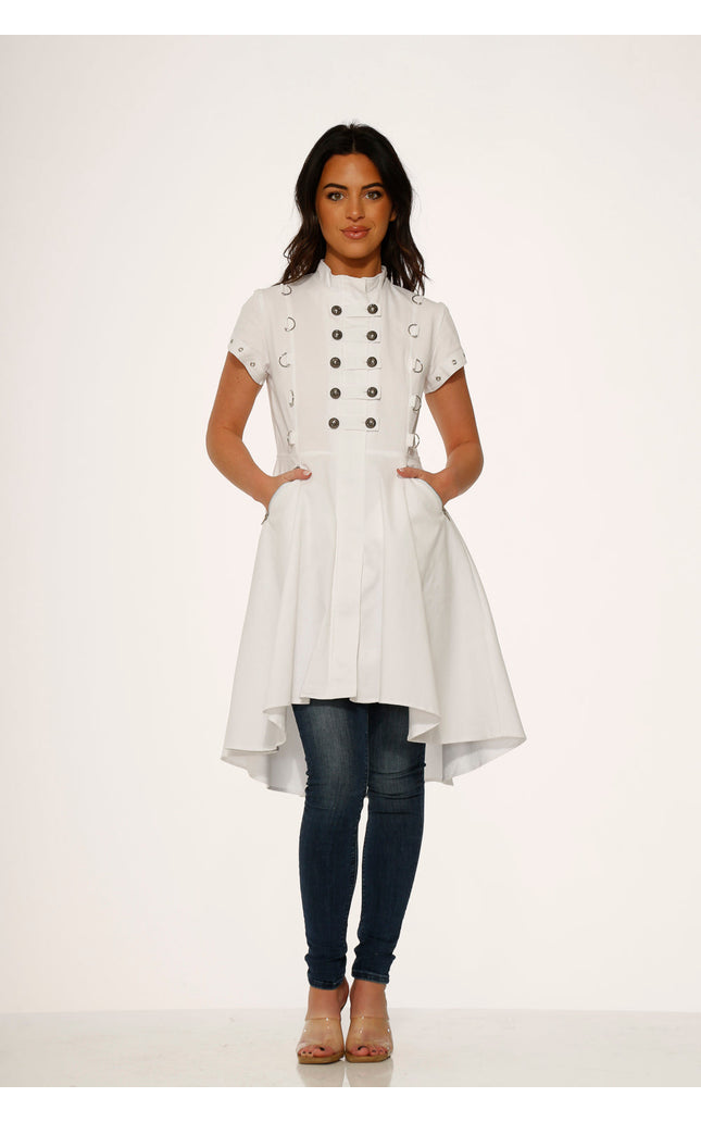 10271 White Battalian HiLo Dress