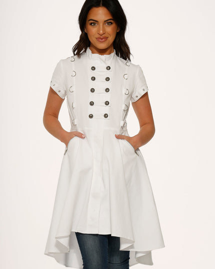 10271 White Battalian HiLo Dress