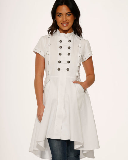 10271 White Battalian HiLo Dress