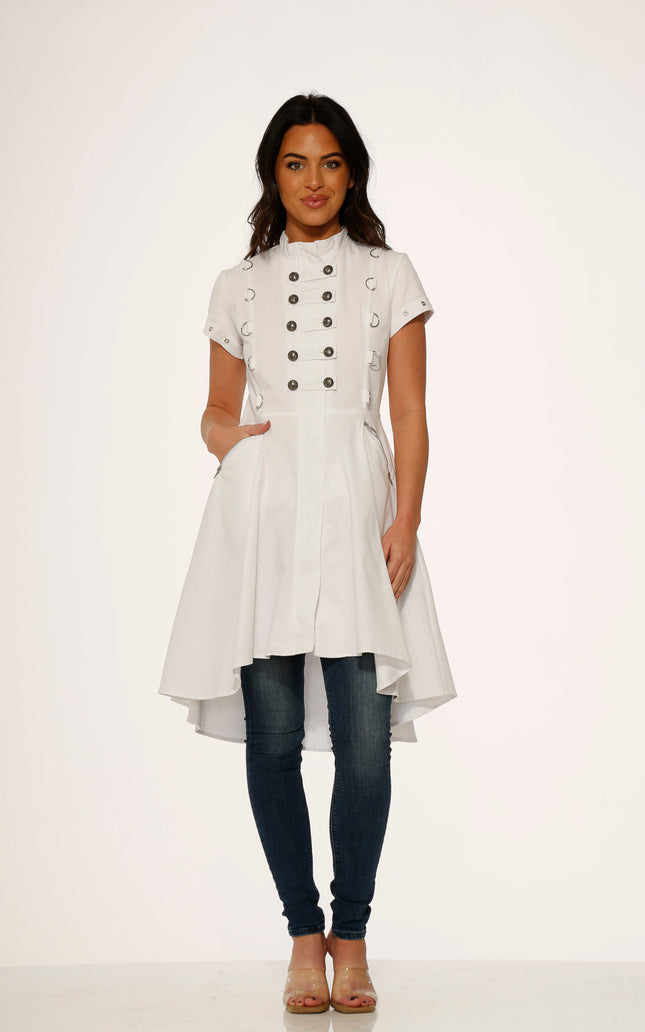10271 White Battalian HiLo Dress