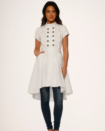 10271 White Battalian HiLo Dress