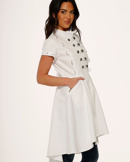 10271 White Battalian HiLo Dress
