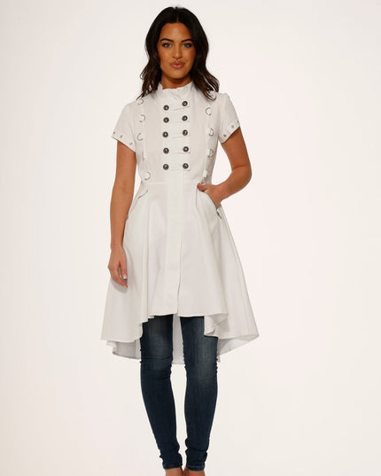 10271 White Battalian HiLo Dress