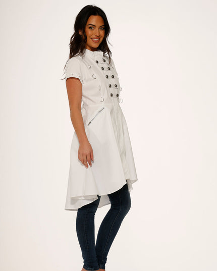 10271 White Battalian HiLo Dress