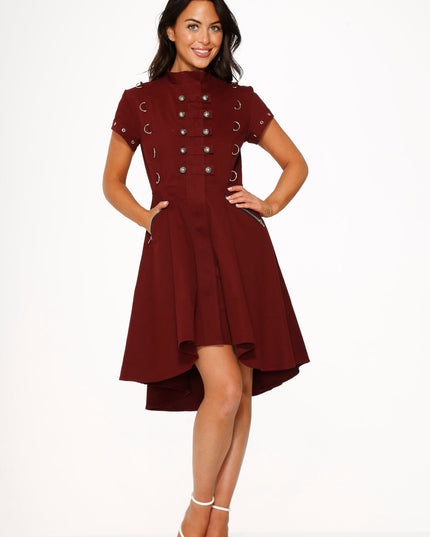 10274 Battalion Burgundy HiLo Swing Dress
