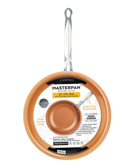 MASTERPAN Ceramic Nonstick Copper Color Frypan & Skillet, 10" (25cm)