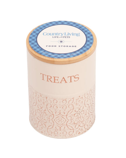 Country Living Dog Treat Canisters - Set of 2 Carbon Steel Jars with Bamboo Lids – White Swan
