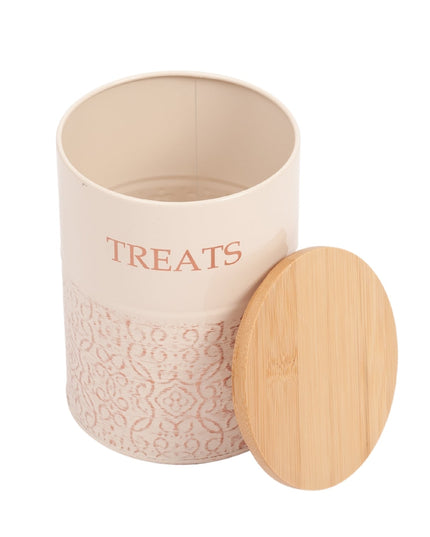 Country Living Dog Treat Canisters - Set of 2 Carbon Steel Jars with Bamboo Lids – White Swan