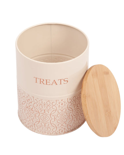 Country Living Dog Treat Canisters - Set of 2 Carbon Steel Jars with Bamboo Lids – White Swan