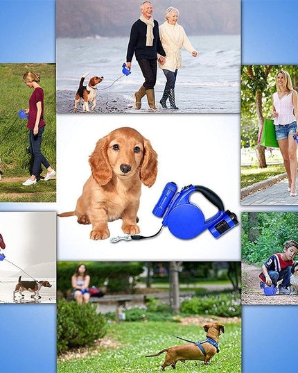 Nightwalk 4.5M Led Light And Waste Bag Dispenser Retractable Dog Leash