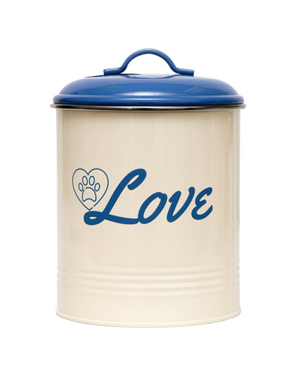 Country Living Set of 3 Pet Treat Canisters, Dog Treat Storage – French Blue Lid