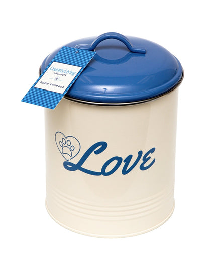 Country Living Set of 3 Pet Treat Canisters, Dog Treat Storage – French Blue Lid