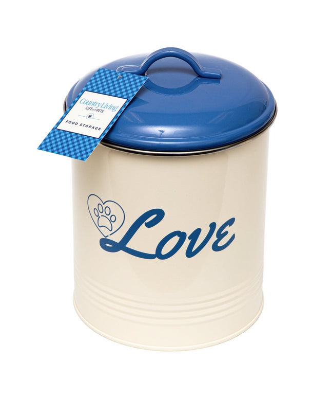 Country Living Set of 3 Pet Treat Canisters, Dog Treat Storage – French Blue Lid