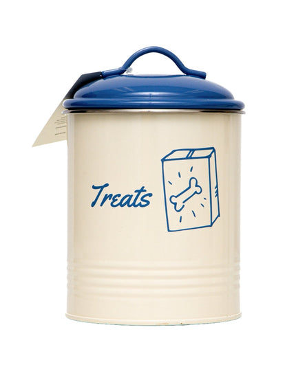 Country Living Set of 3 Pet Treat Canisters, Dog Treat Storage – French Blue Lid