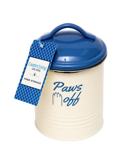 Country Living Set of 3 Pet Treat Canisters, Dog Treat Storage – French Blue Lid