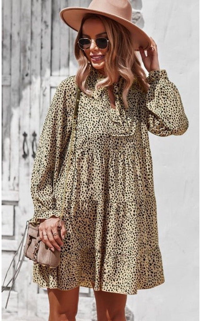 Printed long sleeve dress
