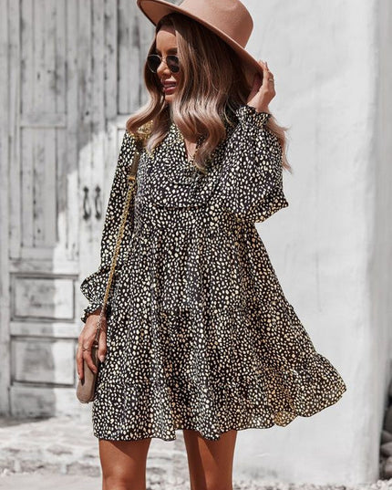 Printed long sleeve dress