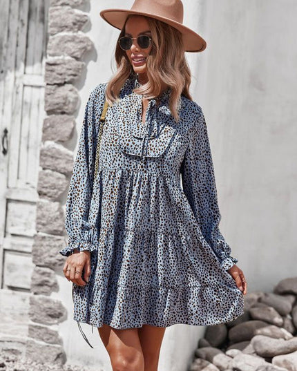 Printed long sleeve dress