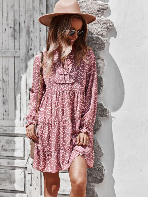 Printed long sleeve dress