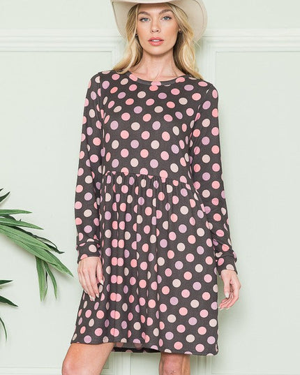 Cross Back Polka Dot Dress with Pockets