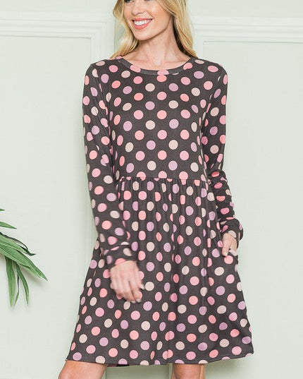 Cross Back Polka Dot Dress with Pockets