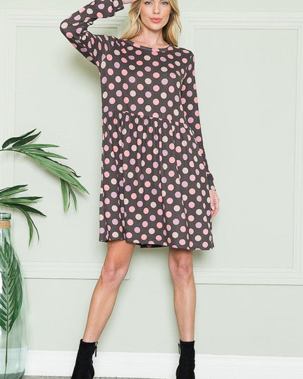 Cross Back Polka Dot Dress with Pockets