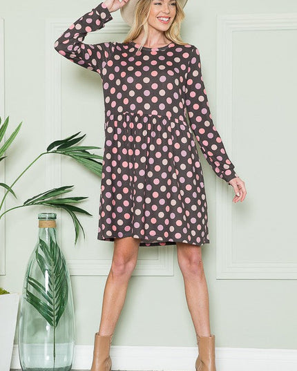 Cross Back Polka Dot Dress with Pockets