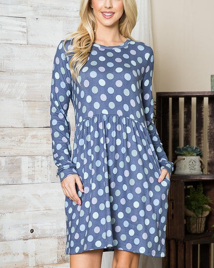 Cross Back Polka Dot Dress with Pockets