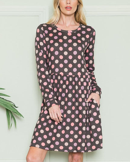 Cross Back Polka Dot Dress with Pockets