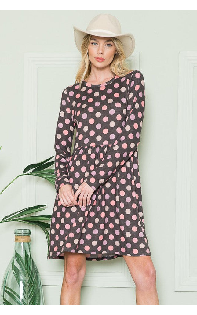 Cross Back Polka Dot Dress with Pockets